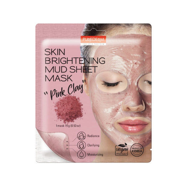 Purederm Skin Brightening Mud Sheet Mask - Pink Clay