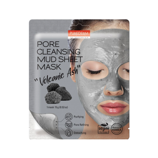 Purederm Pore Cleansing Mud Sheet Mask Volcanic Ash