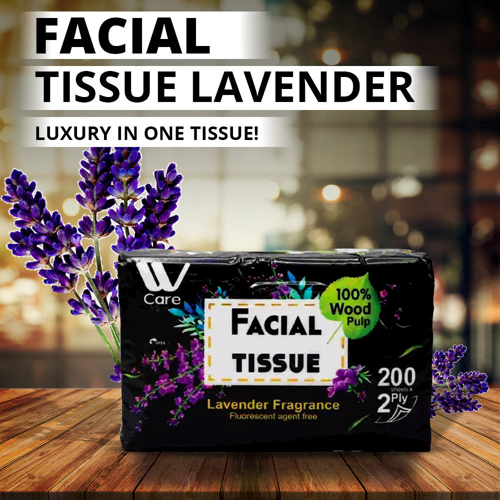 WBM Medium Facial Tissue Lavender 2Ply 200 Sheets