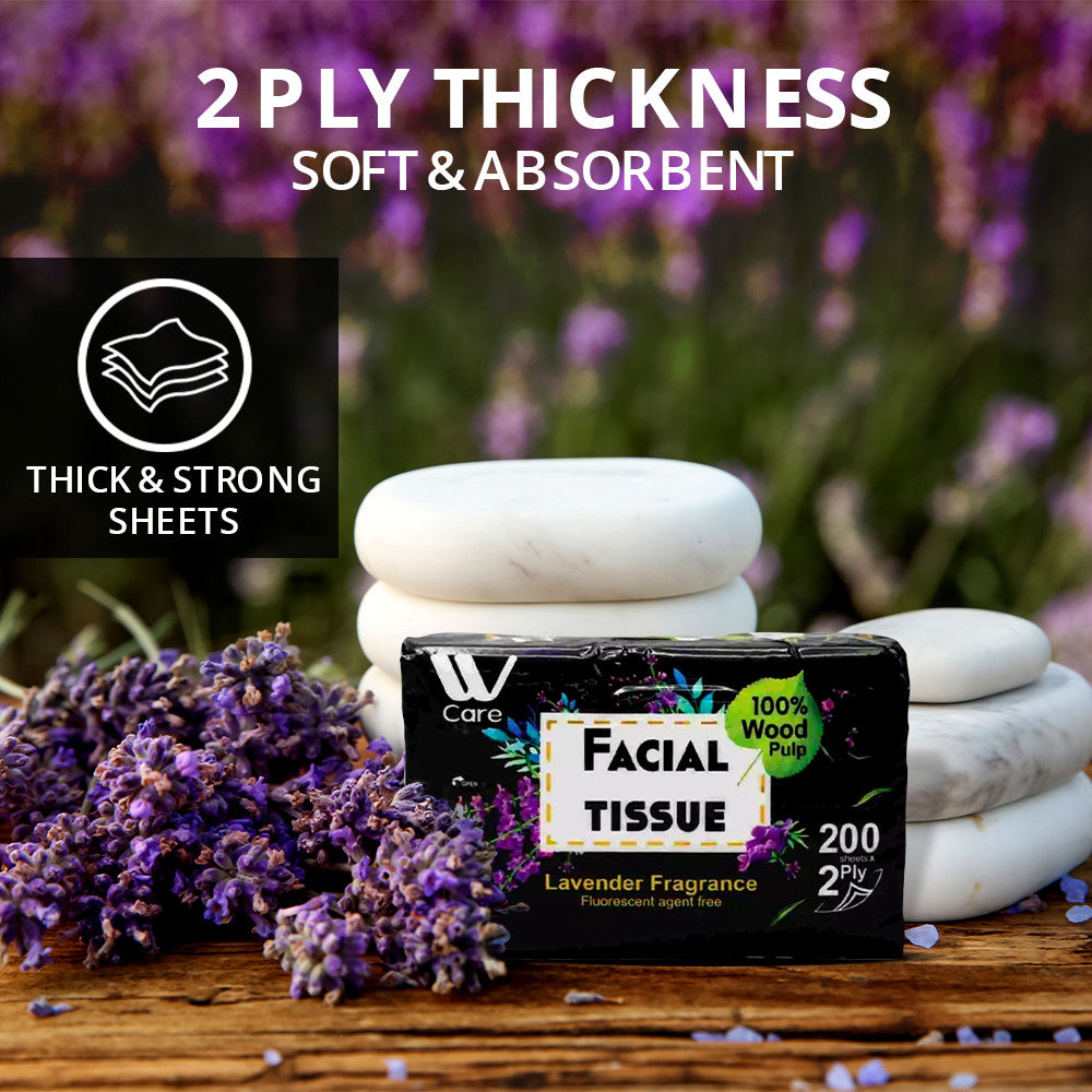 WBM Medium Facial Tissue Lavender 2Ply 200 Sheets