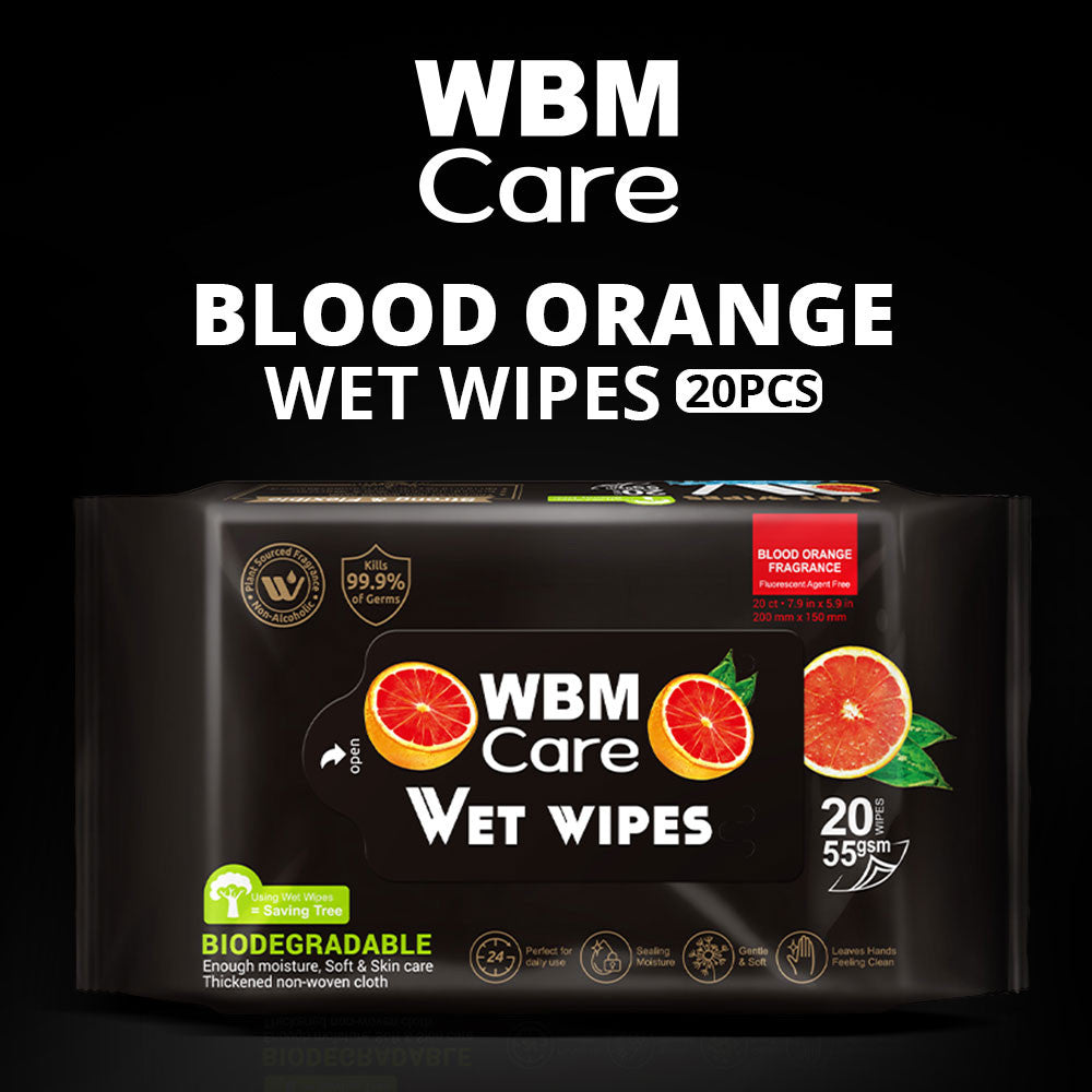 WBM Care Biodegradable Wet Wipes Blood Orange 20 Wipes