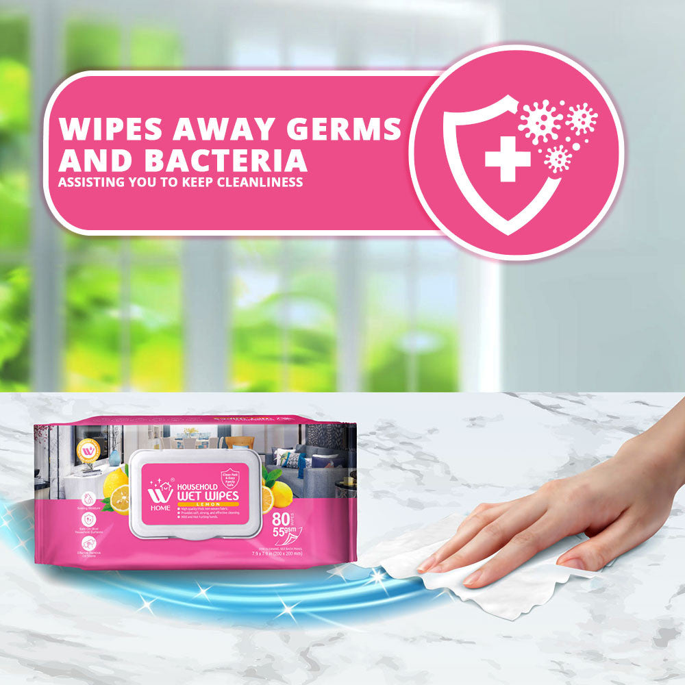 WBM Home Household Wet Wipes Lemon 80 Wipes