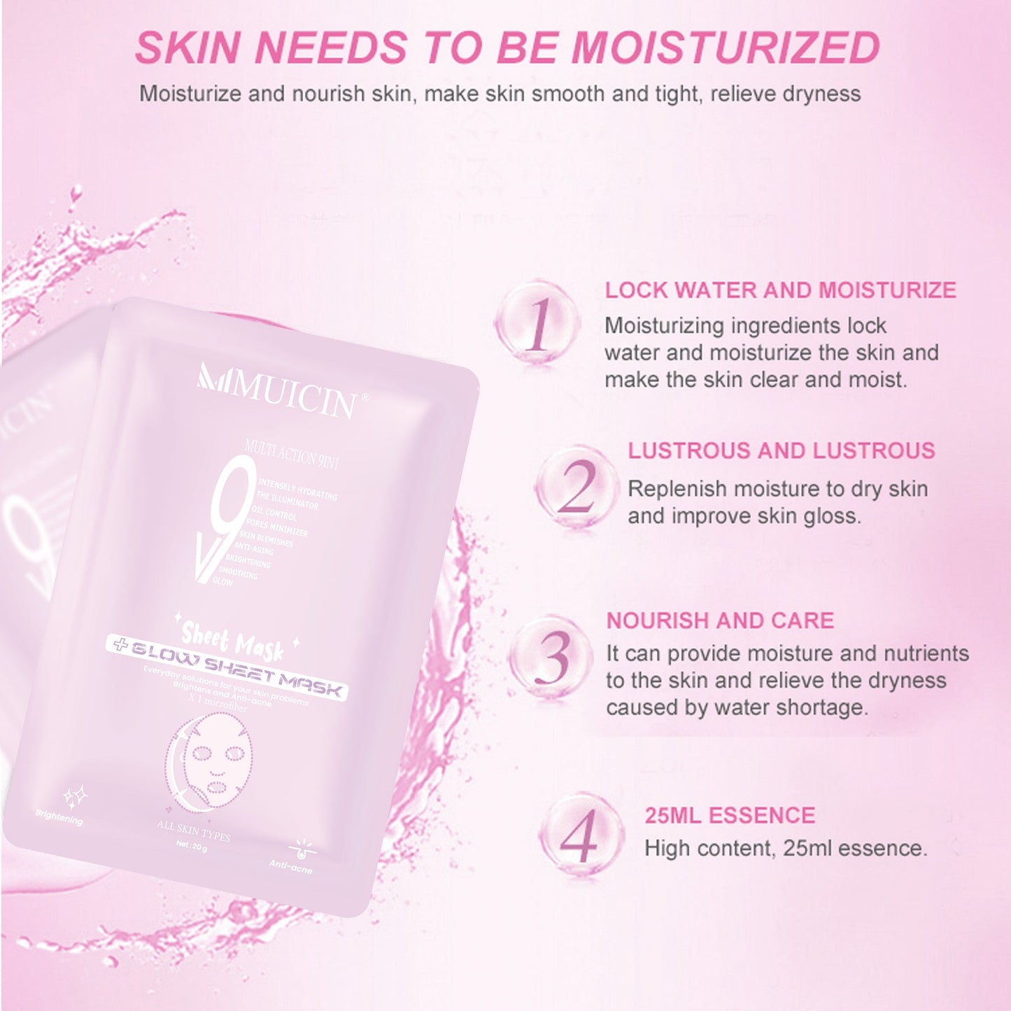 MUICIN V9+ Facial Glow Hydrating Sheet Mask