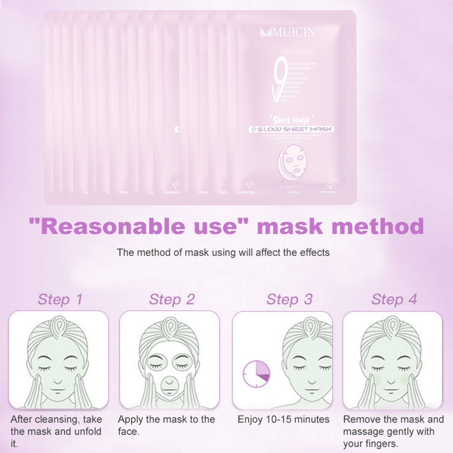 MUICIN V9+ Facial Glow Hydrating Sheet Mask