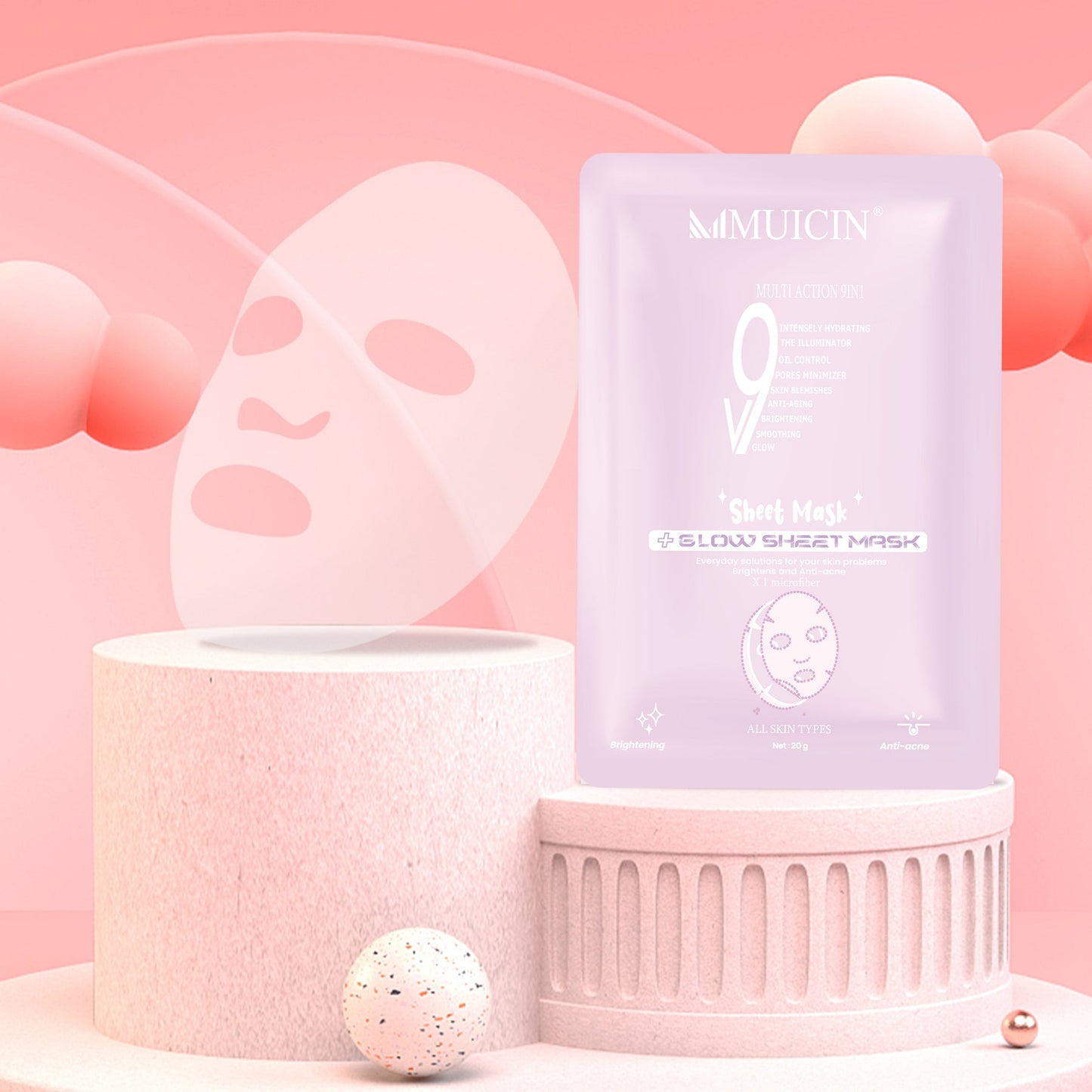 MUICIN V9+ Facial Glow Hydrating Sheet Mask