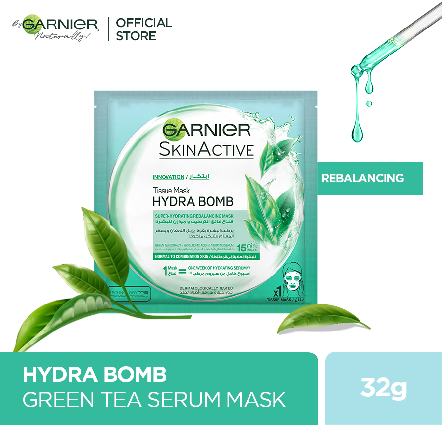 Garnier Skin Active Hydra Bomb Green Tea Tissue Face Mask Hydrating and Rebalancing