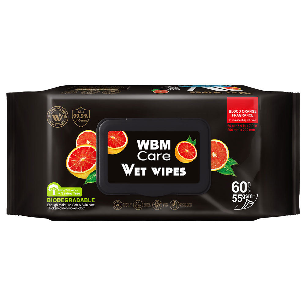 WBM Care Biodegradable Wet Wipes Blood Orange 60 Wipes