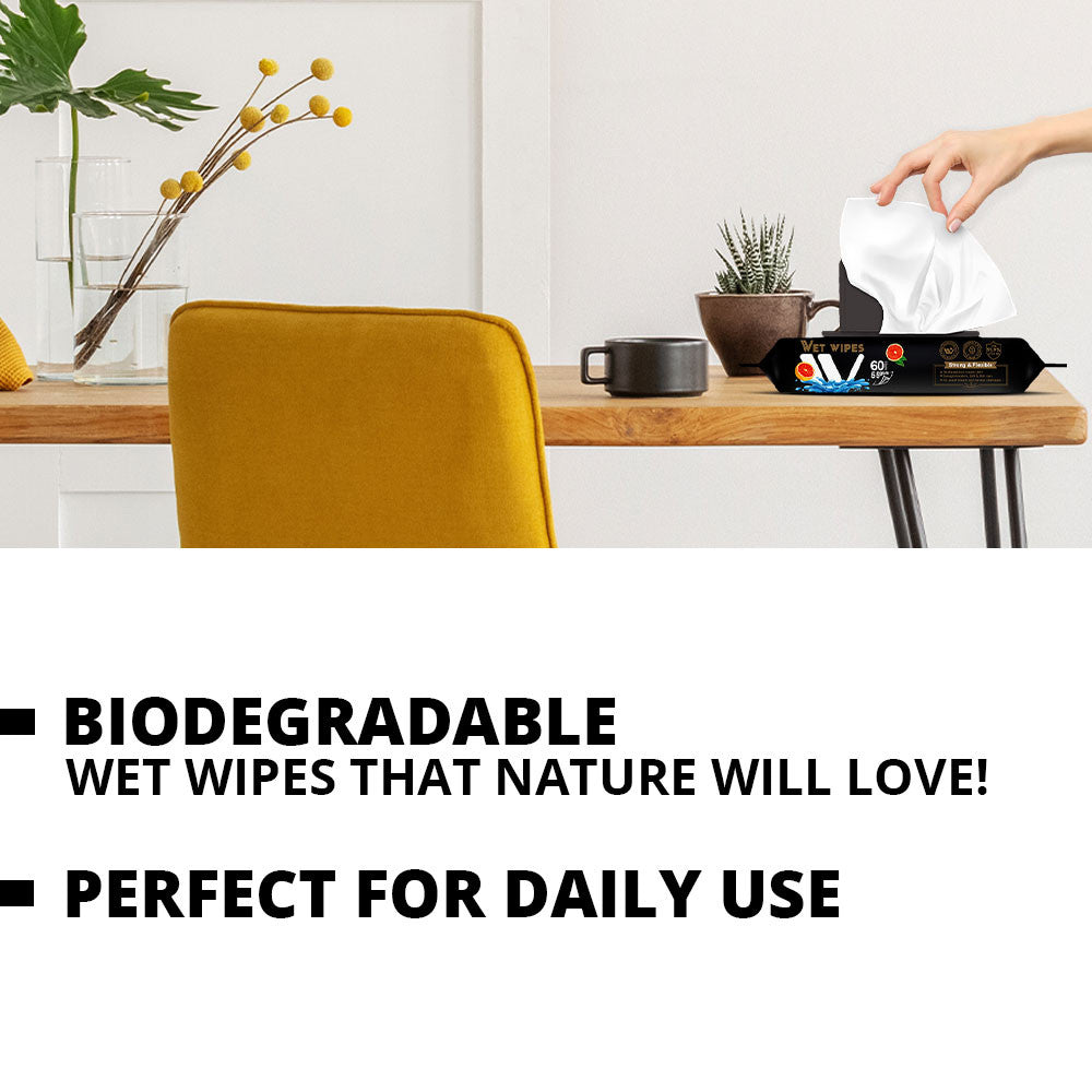 WBM Care Biodegradable Wet Wipes Blood Orange 60 Wipes