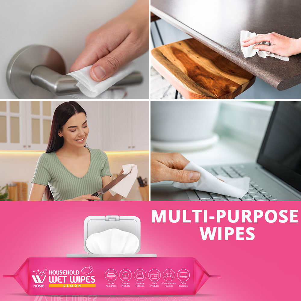 WBM Home Household Wet Wipes Lemon 80 Wipes