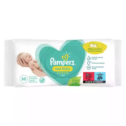Pampers New Baby Wipes with Plan Based Fibers 50 Wipes Pack